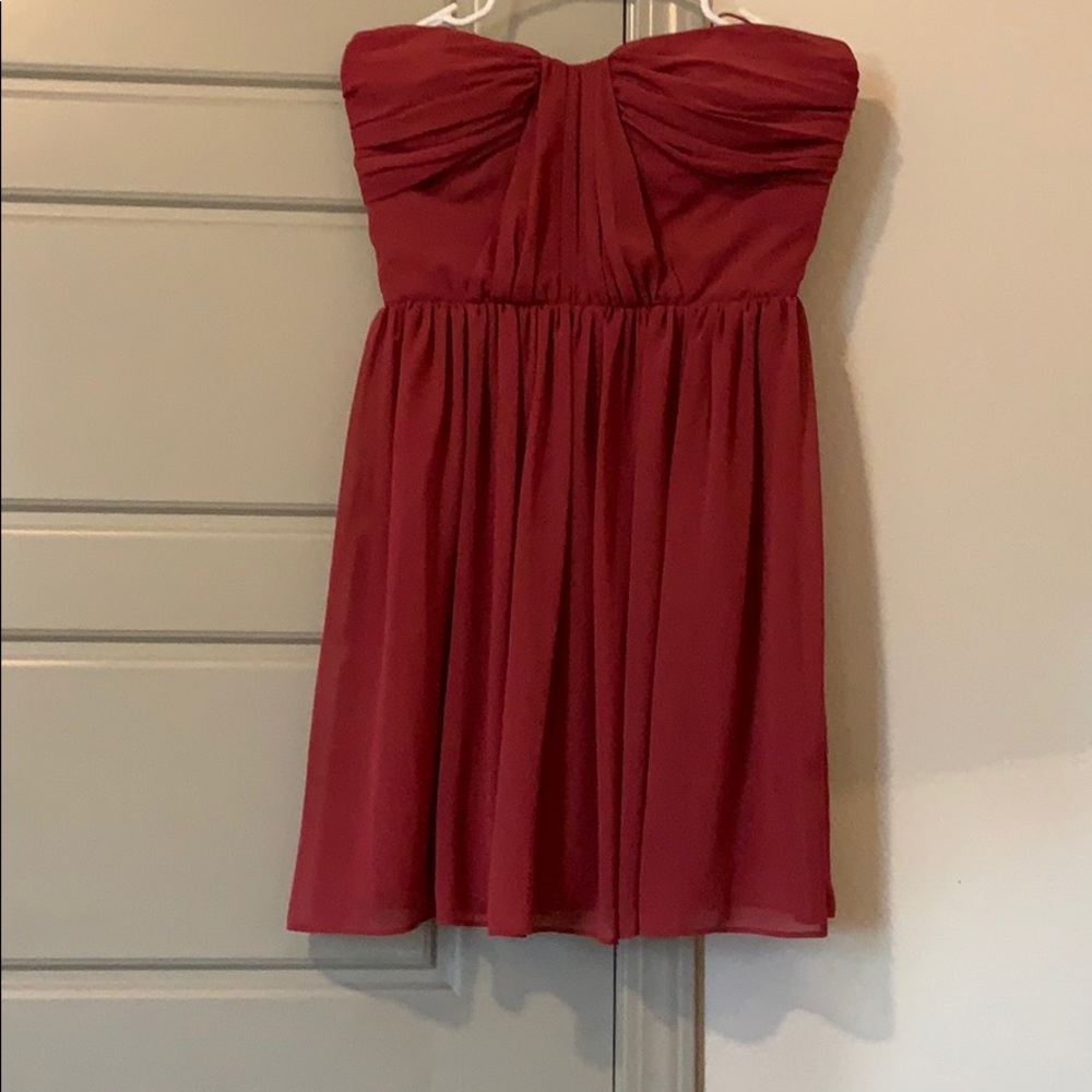 Blush, strapless mini